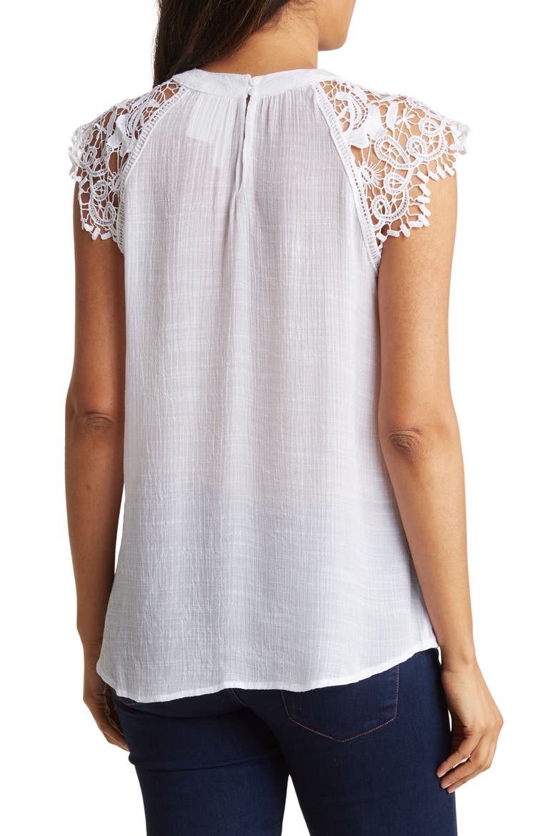 Crochet Cap Sleeve Blouse, Alternate, color, WHITE