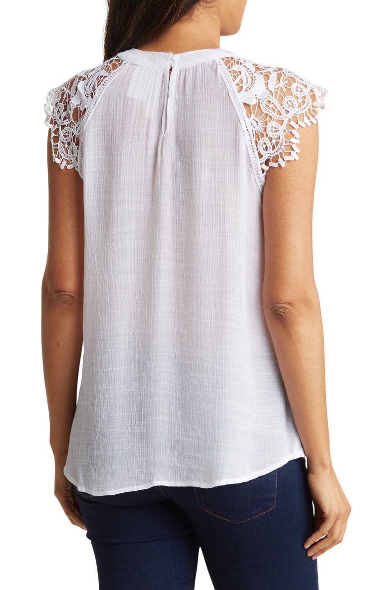 Forgotten Grace Crochet Cap Sleeve Blouse, Alternate, color, White