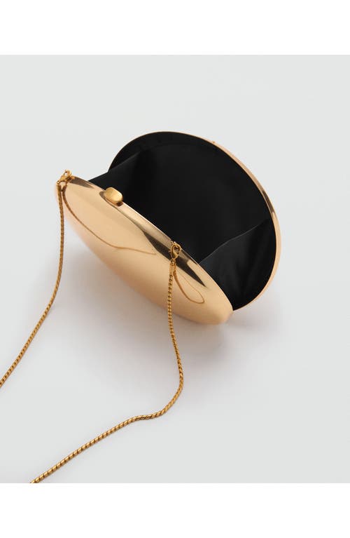 Mango Metallic Frame Clutch In Gold