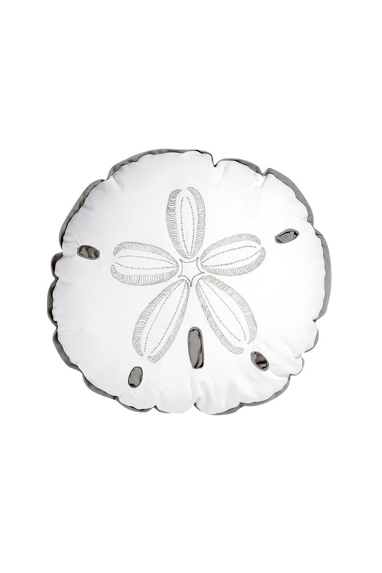 Sand Dollar Shaped Indoor/Outdoor Accent Throw Pillow, Main, color, White