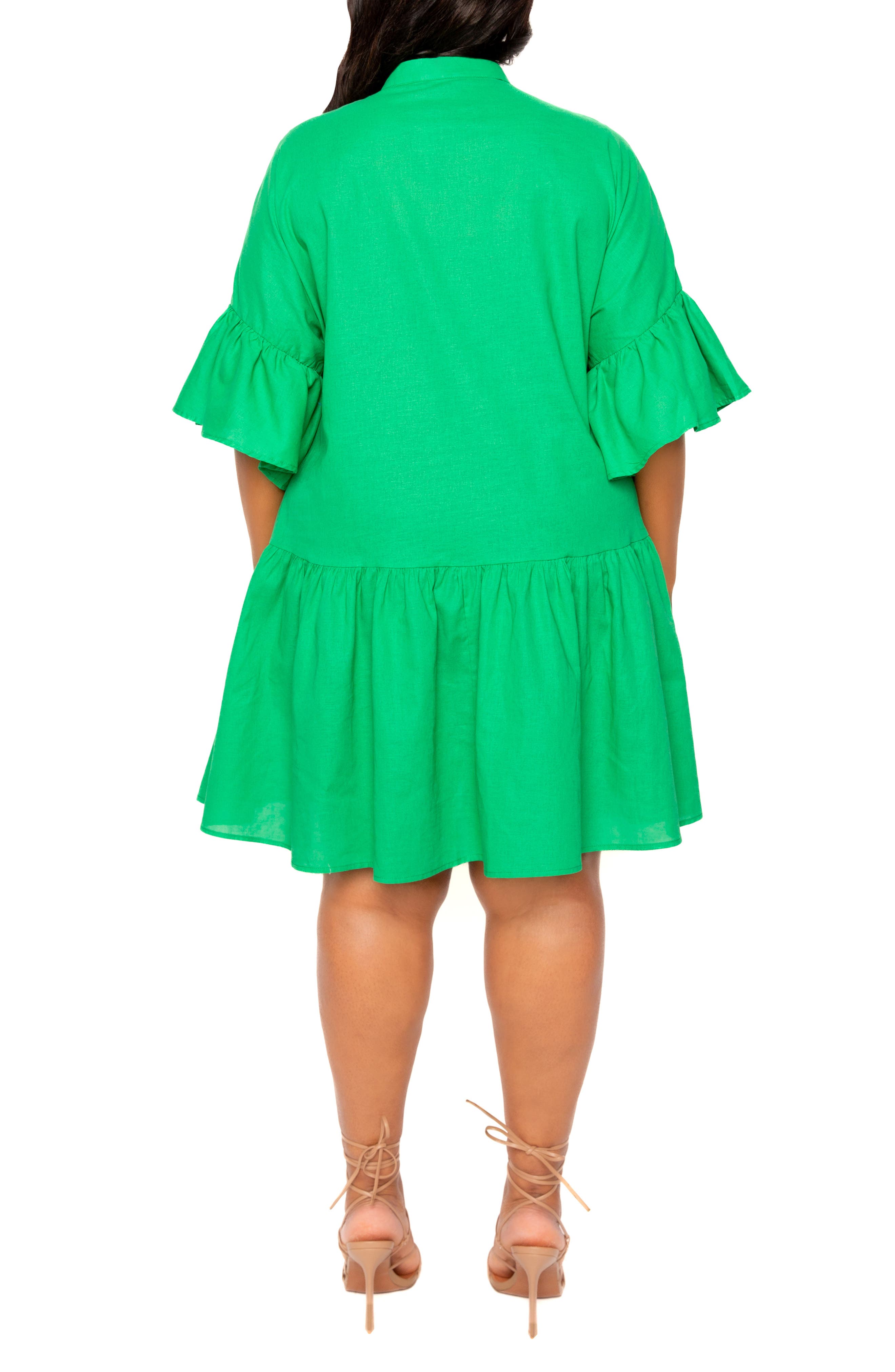 Flutter Sleeve Cotton & Linen Shift Dress - image 2