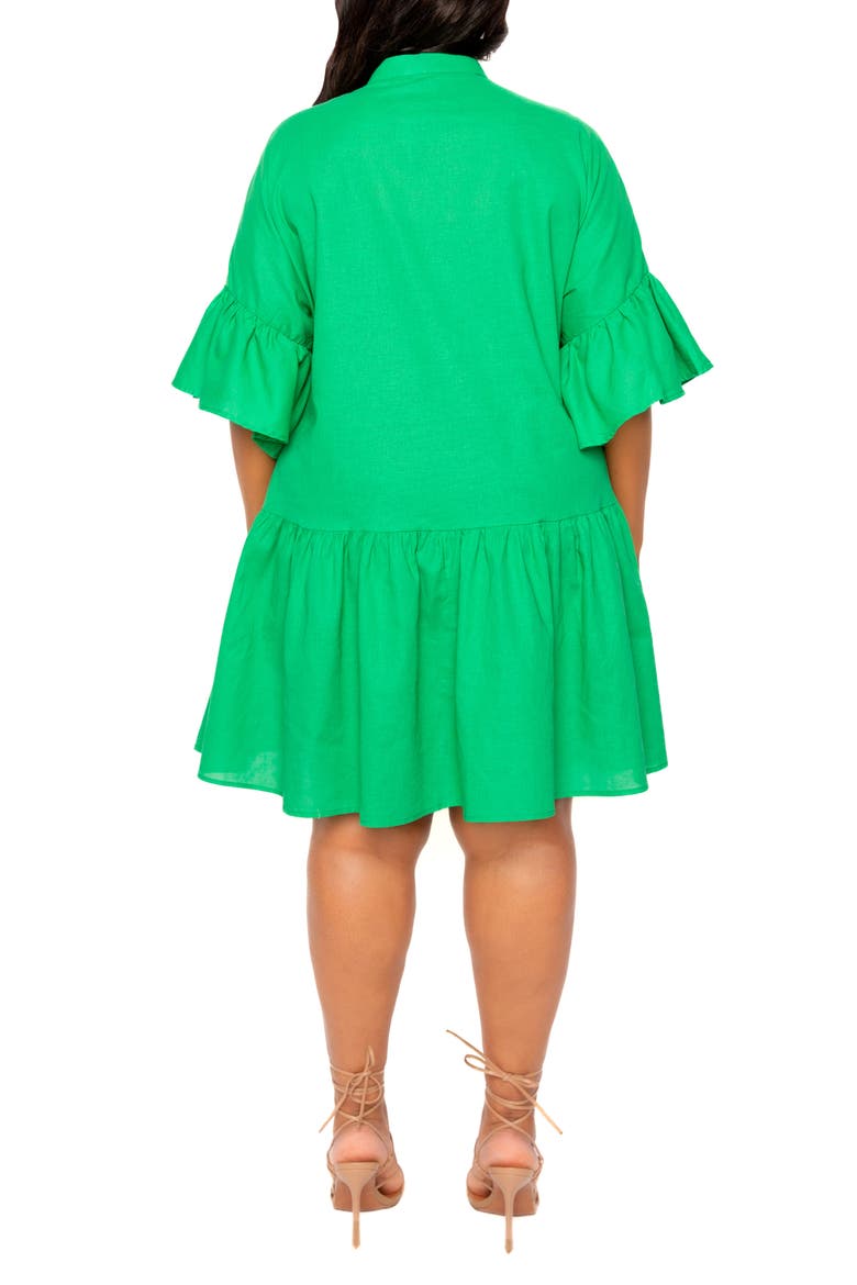 Flutter Sleeve Cotton & Linen Shift Dress, Alternate, color, GREEN