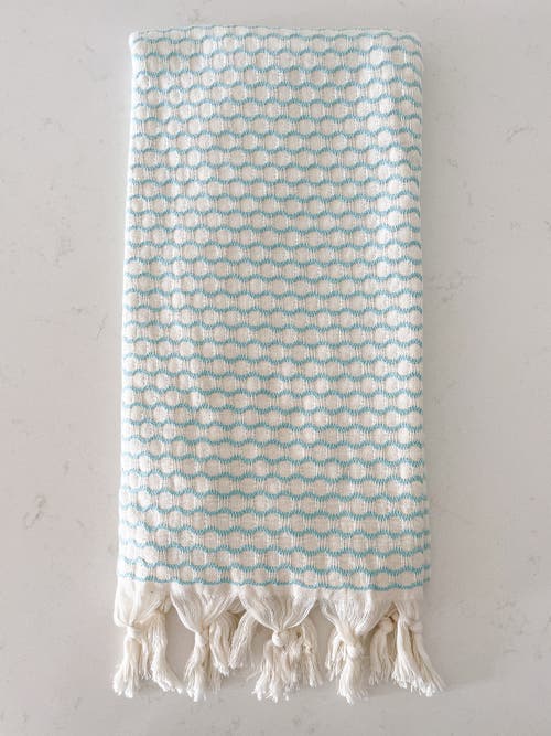 Anaya Beach Wave Turkish Cotton Beach Towel In Bright Aqua