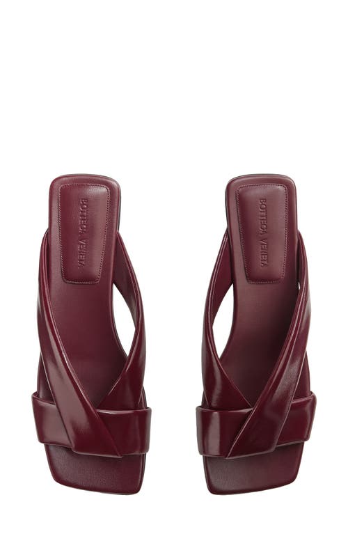 Bottega Veneta Burgundy Shiny Calf Leather Riva Flat Mules In 2240 Barolo