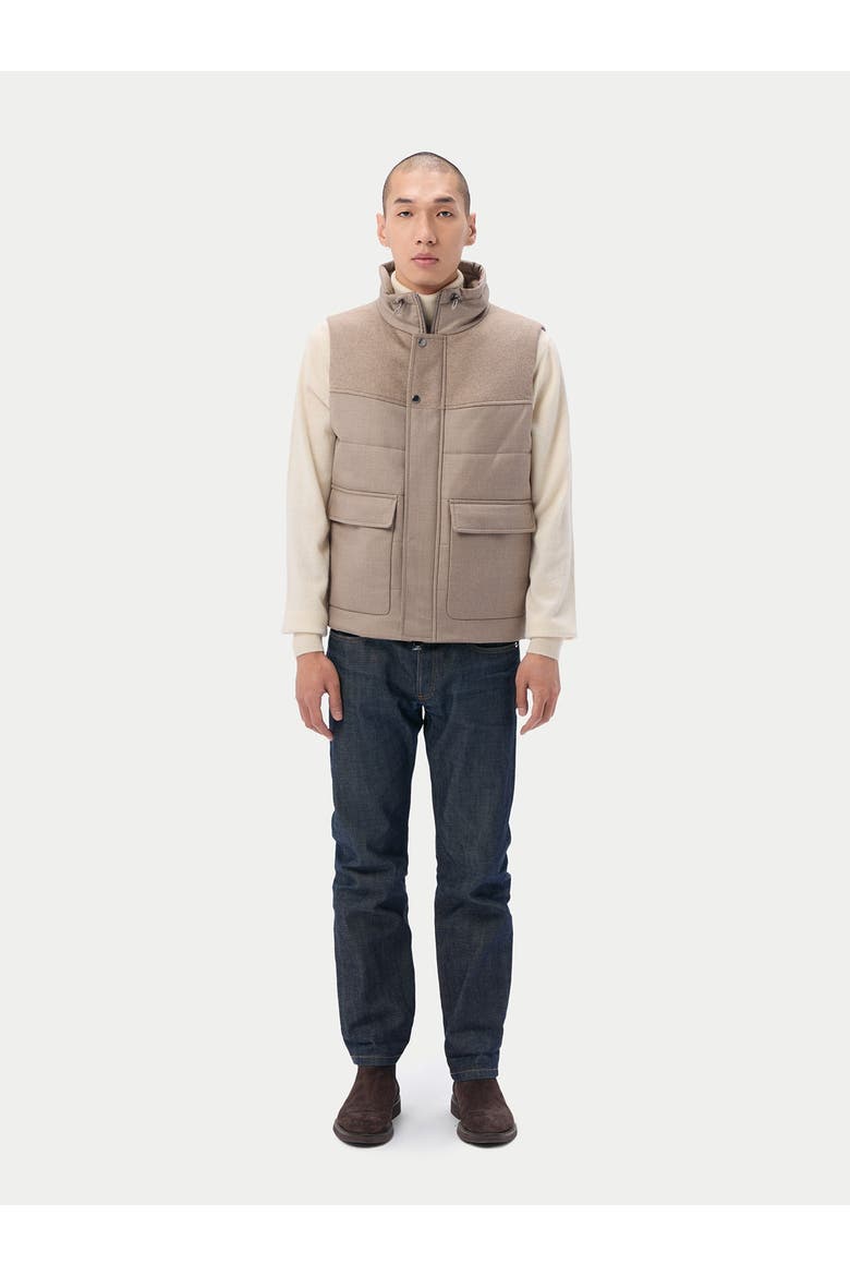 Drawstring Collar Cashmere Vest, Alternate, color, taupe
