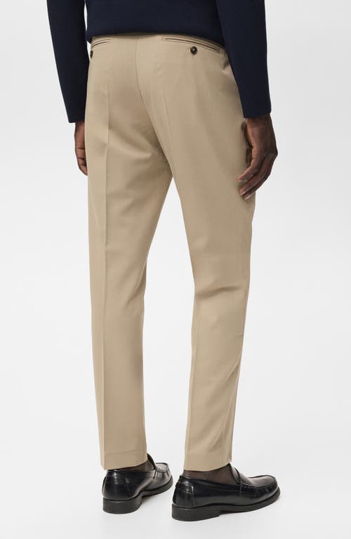 Mango Pleated Slim Fit Dress Pants In Neutral