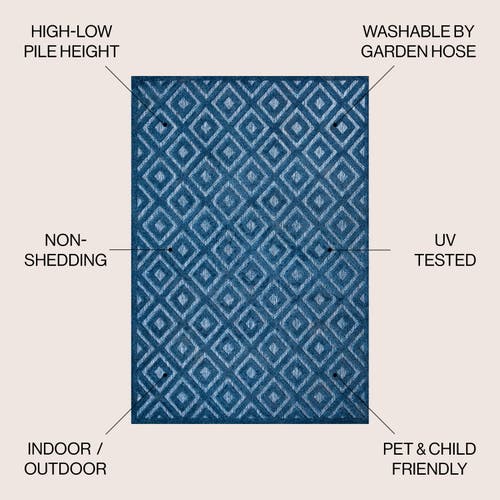 Jonathan Y Portmany Neutral Diamond Trellis Indoor/outdoor Area Rug In Blue