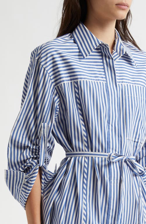 3.1 Phillip Lim Stripe Shirt With Cascade Sleeves In Blue Multi