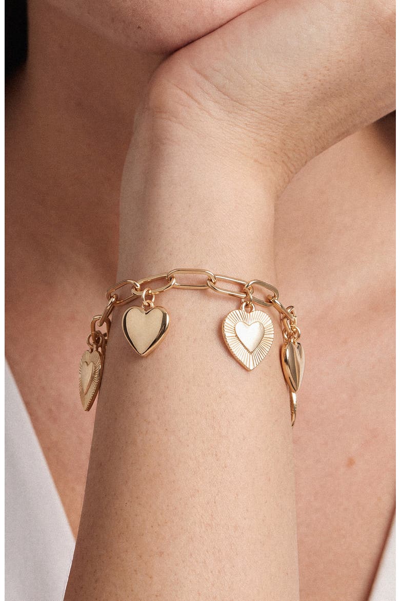 Heart Charm Bracelet, Alternate, color, GOLD