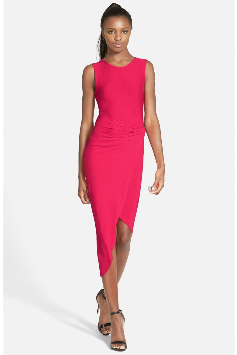 ASTR Knotted Body-Con Dress, Main, color, FUCHSIA