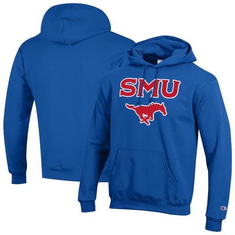 Men's Champion  Royal SMU Mustangs Arch Over Logo Pullover Hoodie