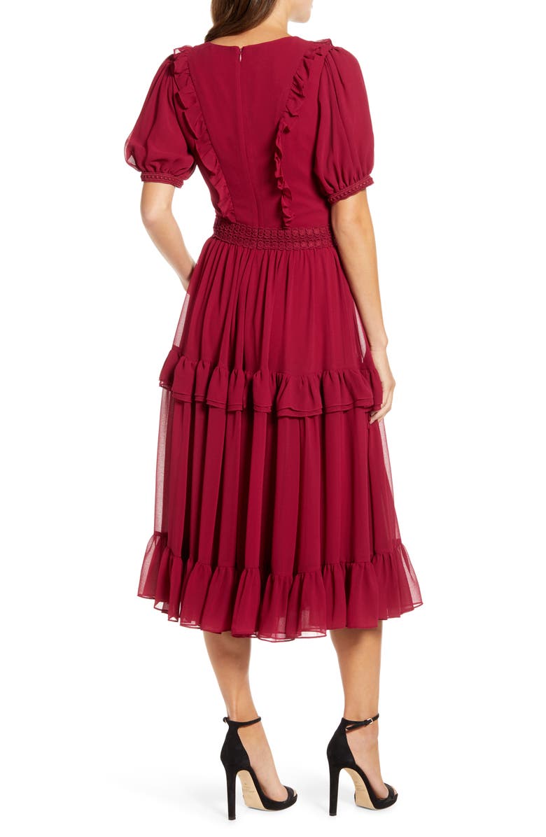 Rachel Parcell Tiered Ruffle Midi Dress, Alternate, color,