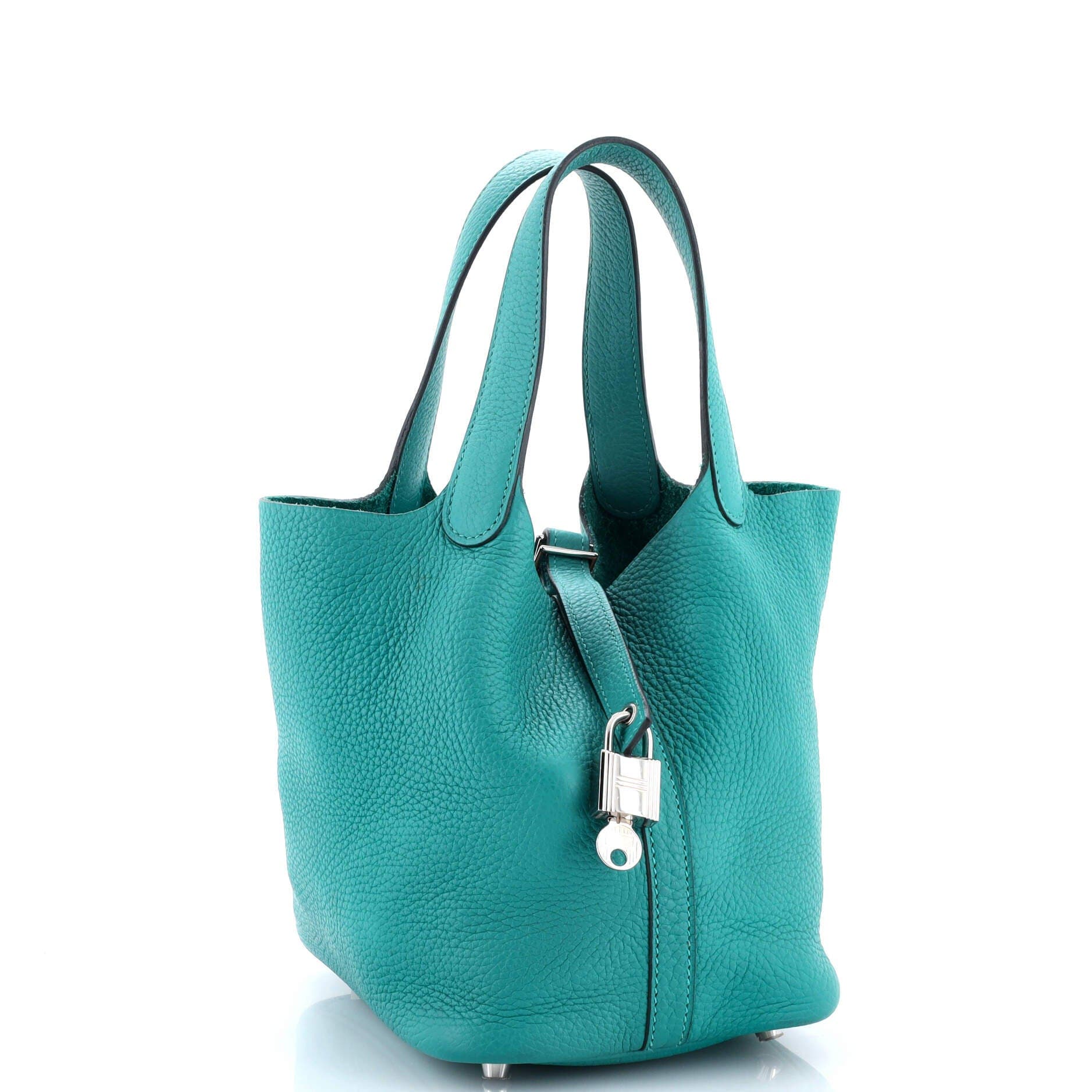 Pre-Owned Hermes Picotin Lock Bag Clemence PM, Alternate, color, Vert Verone