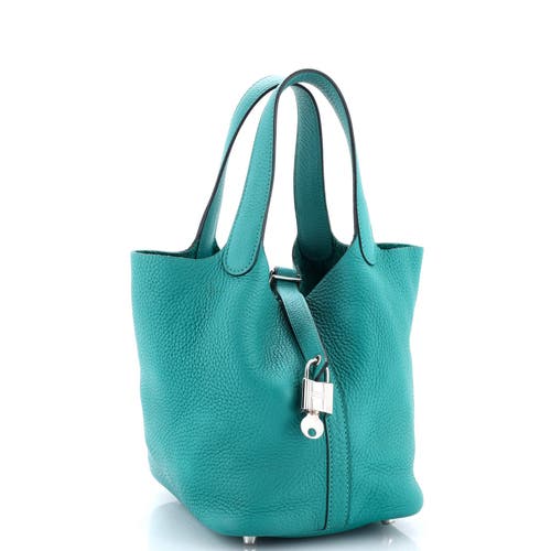 Pre-owned Hermes  Hermes Picotin Lock Bag Clemence Pm In Green