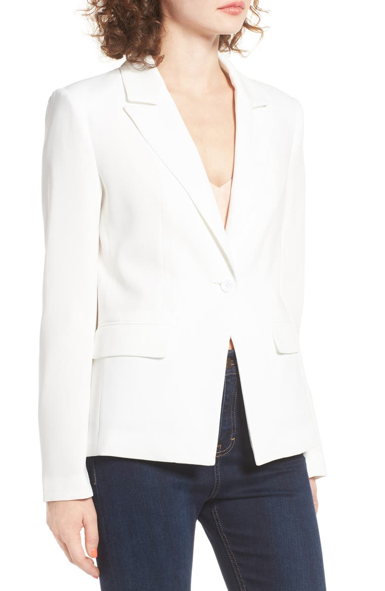 Mural Structured Blazer, Alternate, color, White