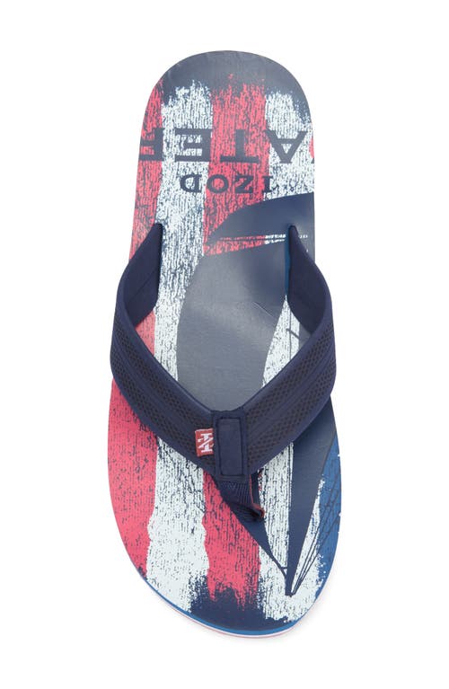 Izod Americana Print Flip Flop In Red White Blue