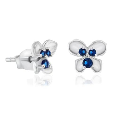 Sterling Silver Blue Flower Stud Earrings