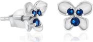 Donatello Gian Sterling Silver Blue Flower Stud Earrings