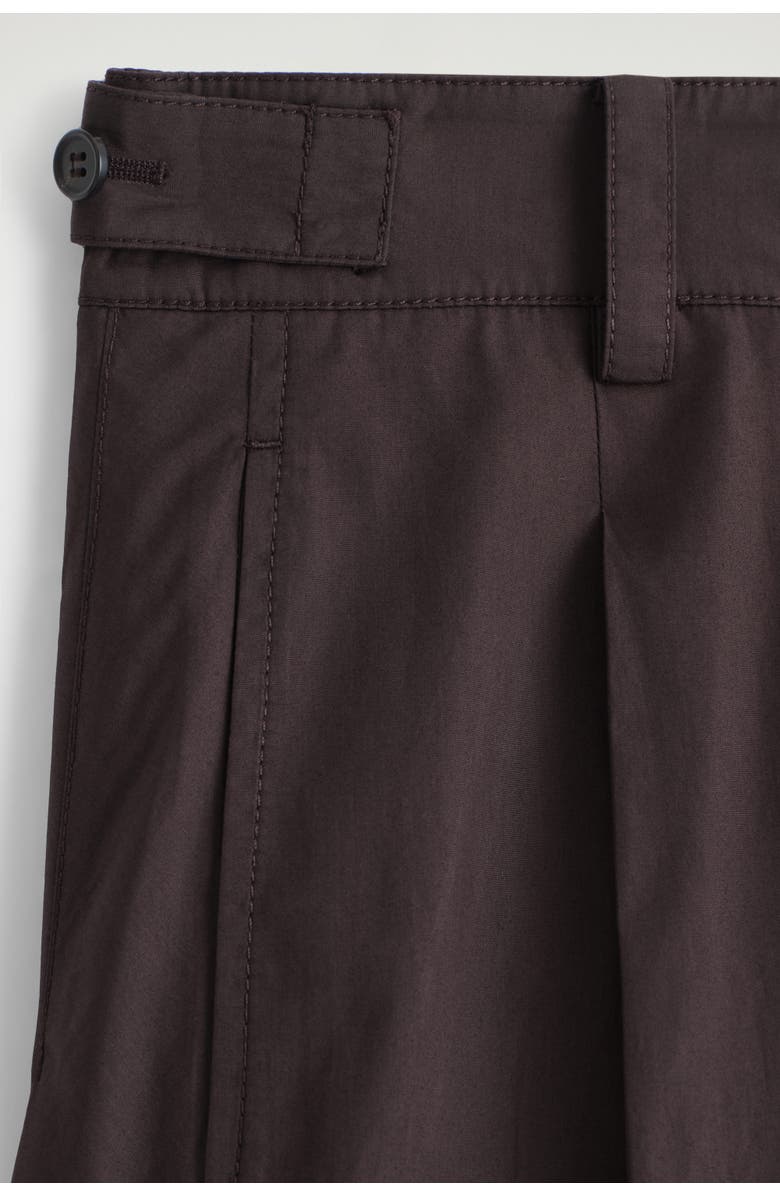 COS Pleated Cotton Barrel-Leg Trousers, Alternate, color, Dark Brown