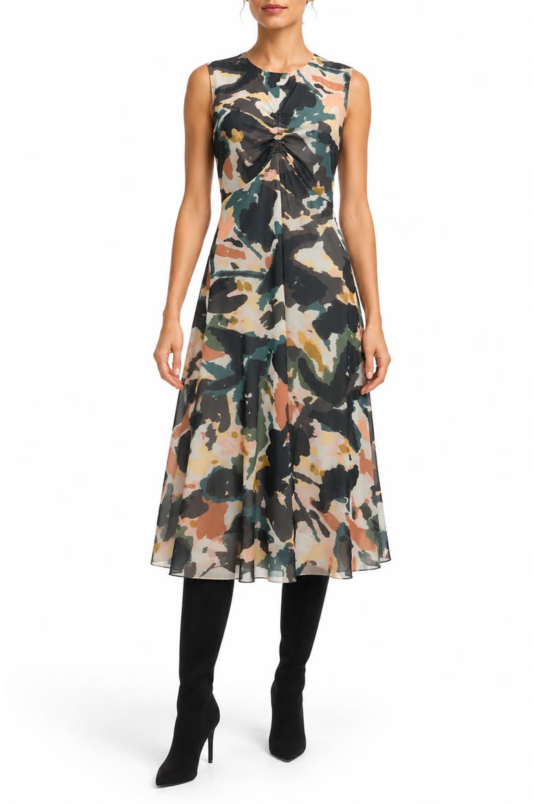 Printed Mesh Tank Midi Dress, Main, color, PAINTERLY CAMO