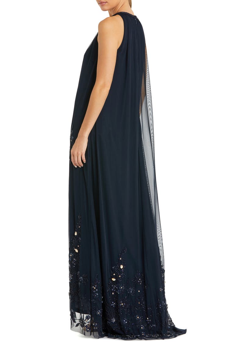 High Neck Floral Embellished Trapeze Gown, Alternate, color, Midnight Gold