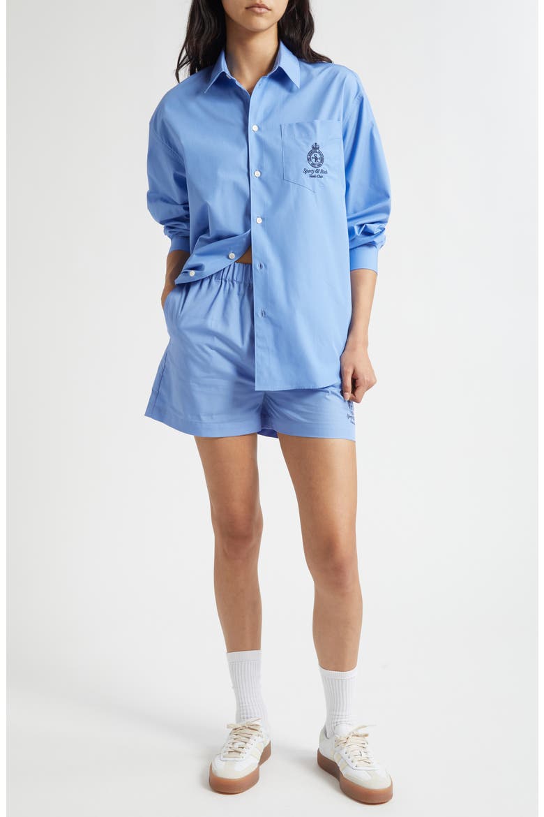 Crown Tennis Embroidered Poplin Shorts, Alternate, color, FLAX BLUE
