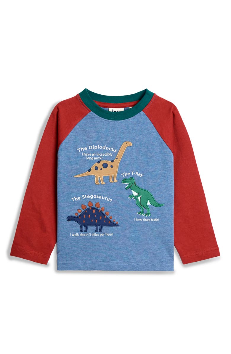 JOJO MAMAN BEBE Dino Facts Raglan Sleeve T-Shirt & Pants Set, Alternate, color, Denim