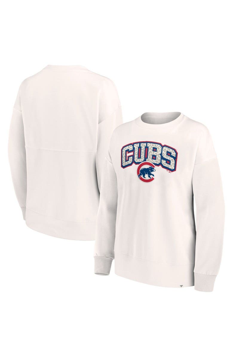 FANATICS Women's Fanatics Branded Cream Chicago Cubs Leopard Pullover Sweatshirt, Main, color, 