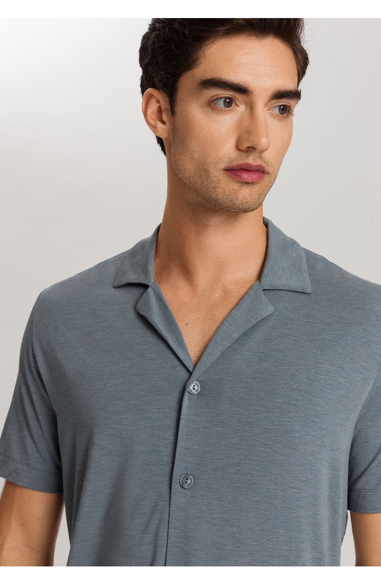 Hanro Casuals Notch Collar Button Front Shirt, Alternate, color, Ocean Melange