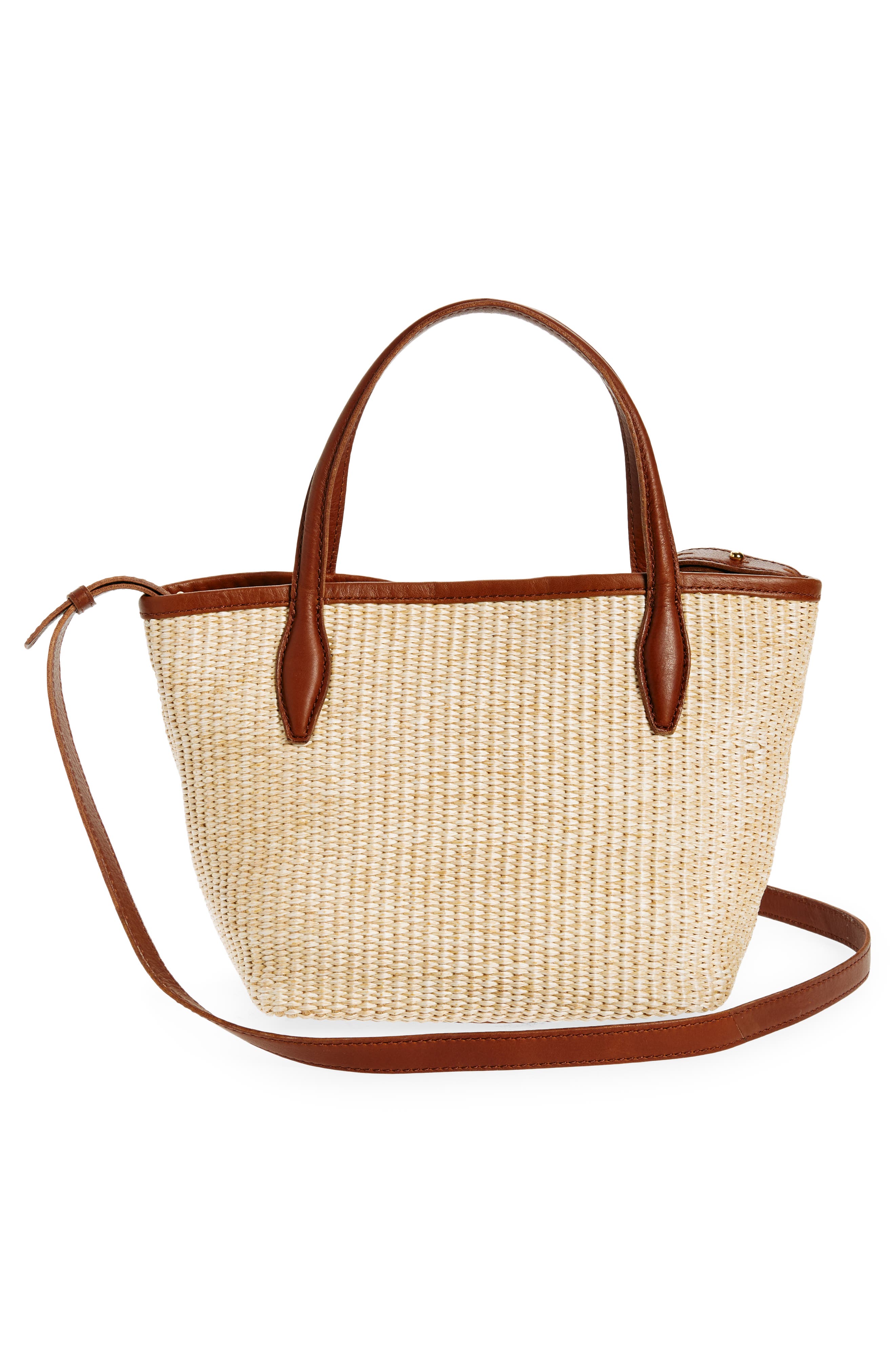 Madewell The Mini Straw Shopper Tote, Alternate, color, Rustic Twig Multi