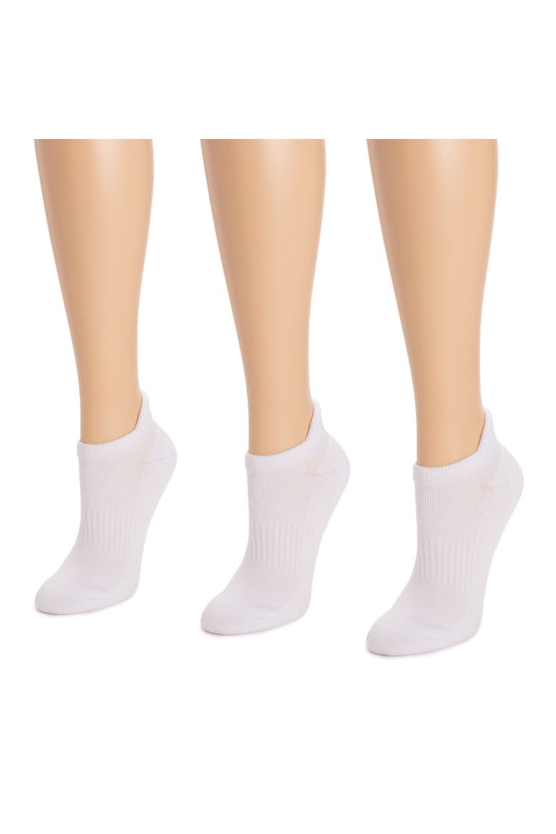 Cotton Compression Ankle Socks 3 Pair Pack, Alternate, color, White