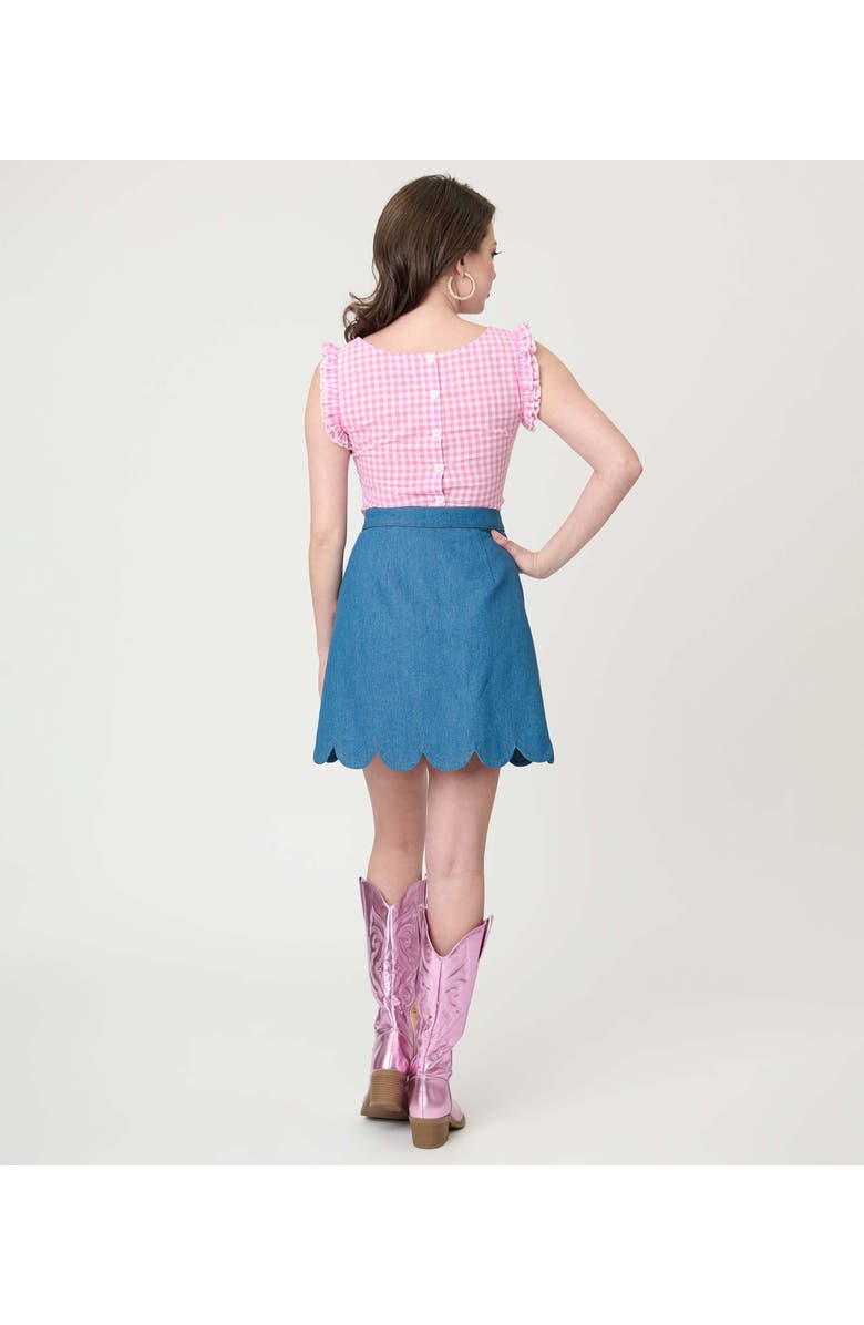 Smak Parlour Scallop Hem Mini Skirt, Alternate, color, Blue & Pink Gingham