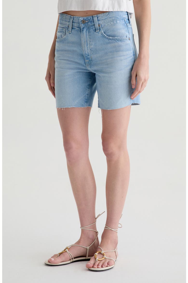 Ex-Boyfriend Raw Hem Mid Length Denim Shorts, Alternate, color, ALLUSION DESTRUCTED