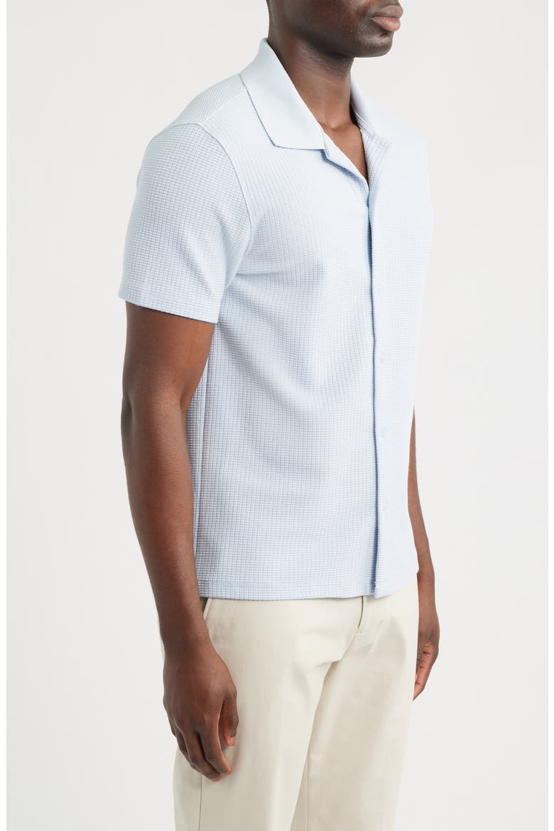 Grid Waffle Knit Button-Up Shirt, Alternate, color, PLAYA BLUE