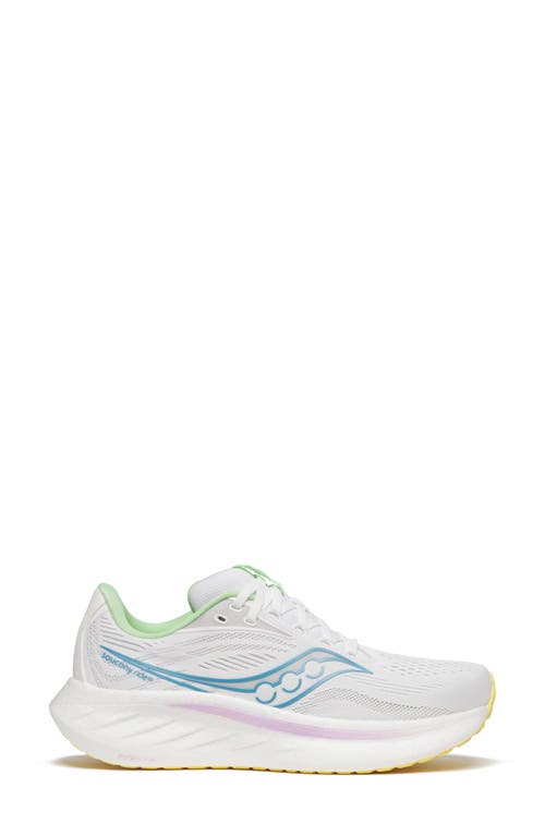 Saucony Ride 18 Running Shoe In White/verbana