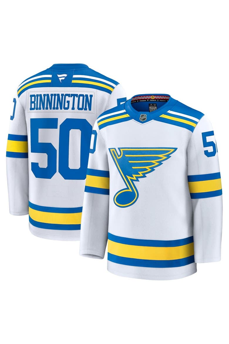 Men's Fanatics Jordan Binnington White St. Louis Blues Away Premium Player Jersey, Main, color, White