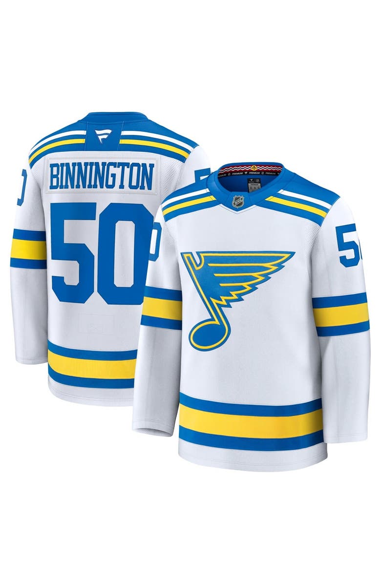 FANATICS Men's Fanatics Jordan Binnington White St. Louis Blues Away Premium Player Jersey, Main, color, White