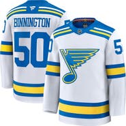 FANATICS Men's Fanatics Jordan Binnington White St. Louis Blues Away Premium Player Jersey