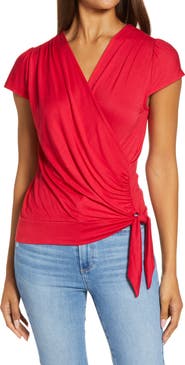 Loveappella Faux Wrap Top