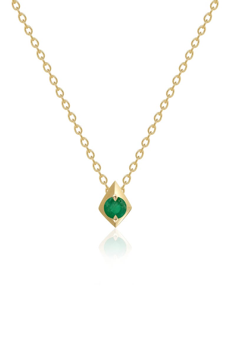 Elegance Emerald Geometric Pendant Necklace, Main, color, 14K YELLOW GOLD