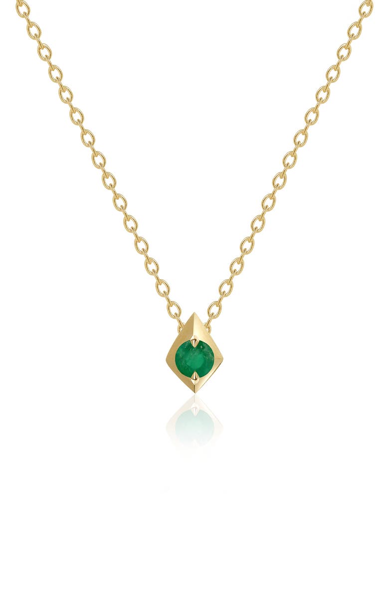VALANI ATELIER Elegance Emerald Geometric Pendant Necklace, Main, color, 14K Yellow Gold