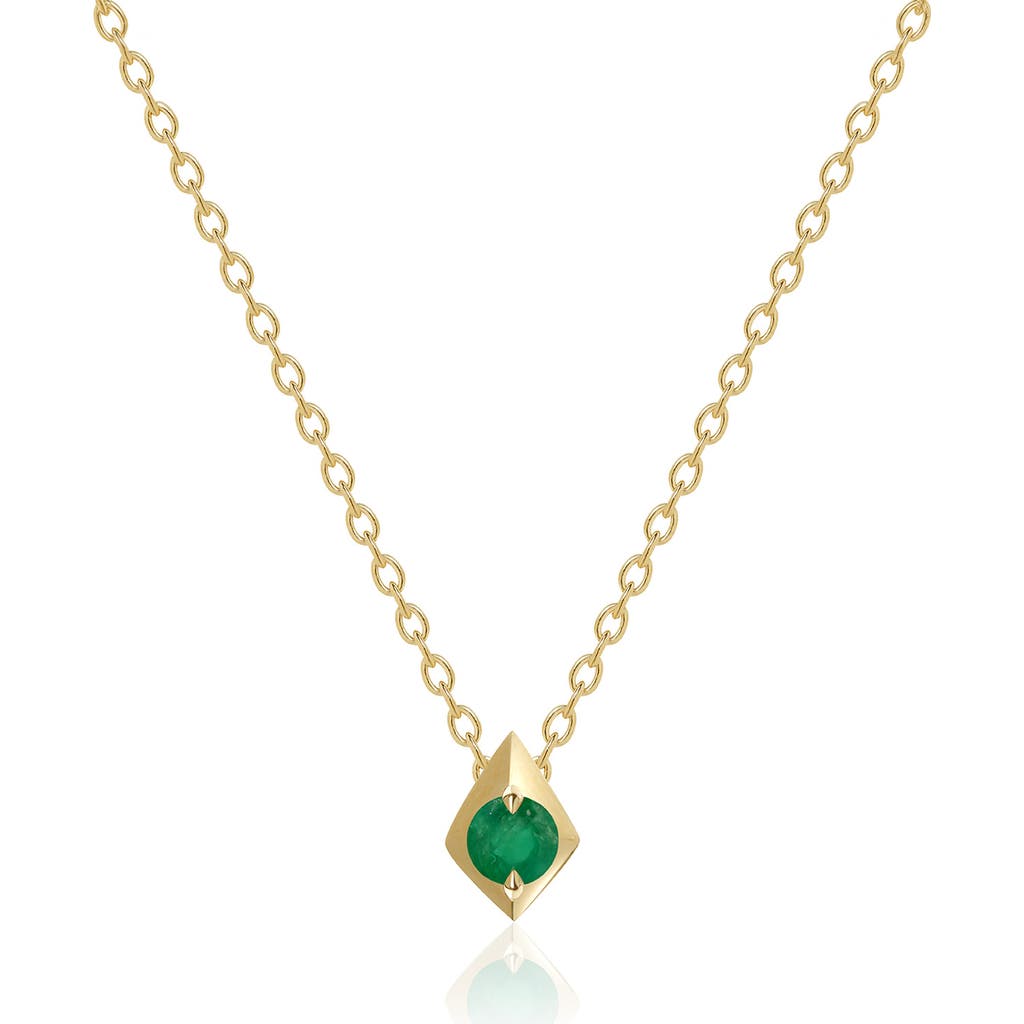 Valani Atelier Elegance Emerald Geometric Pendant Necklace In 14k Yellow Gold