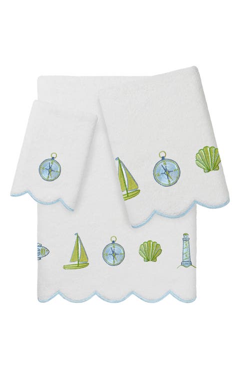 Sea Joy Scallop 3-Piece Embellished Towel Set