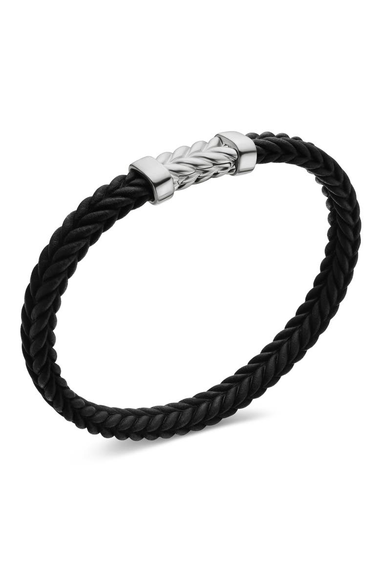 Men's Chevron Rubber & Sterling Silver Bracelet, Alternate, color, BLACK