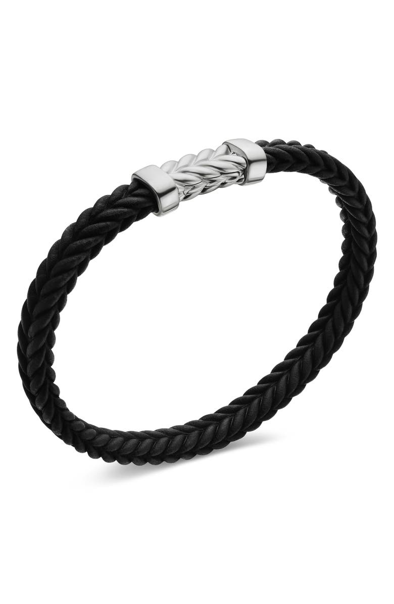 David Yurman Men's Chevron Rubber & Sterling Silver Bracelet, Alternate, color, Black