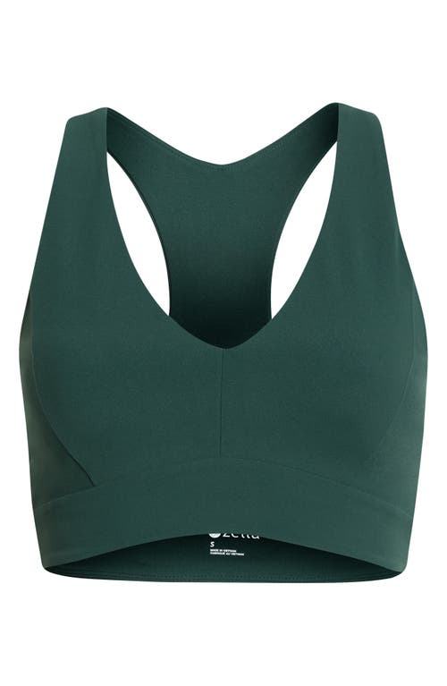 Zella Studio Luxe V-neck Racerback Sports Bra In Green
