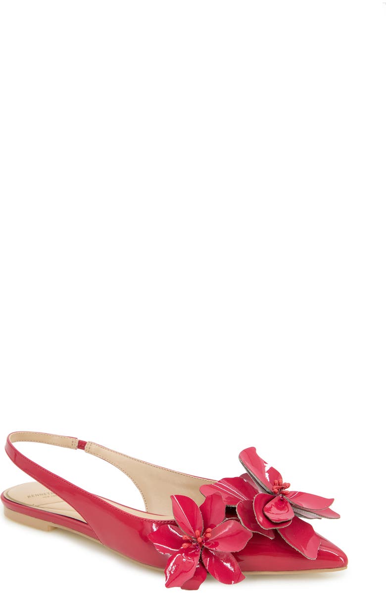 Kenneth Cole Tayla Pointed Toe Slingback Flat, Main, color, Red Patent