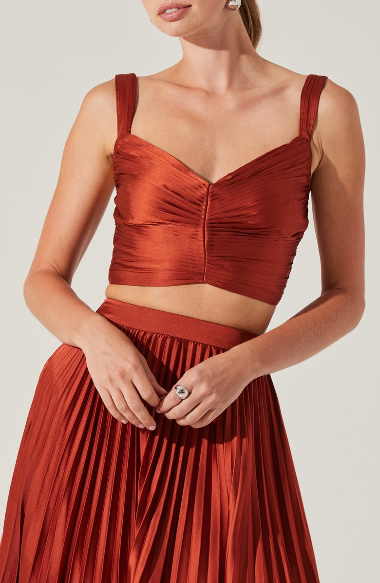 ASTR the Label Pleated Satin Crop Top, Main, color, 