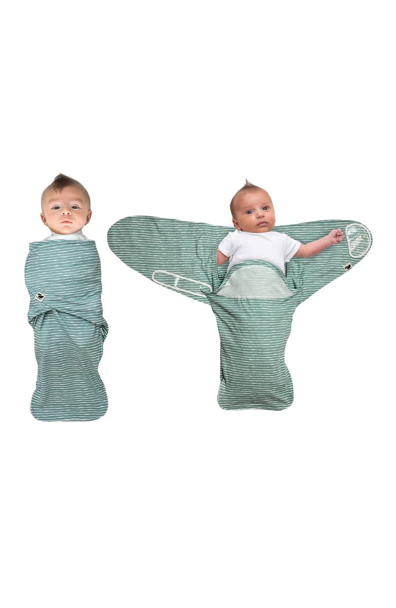 Norani Organic Snugababe Swaddle Sleep Pod with Arm Inserts, Alternate, color, Green Stripes