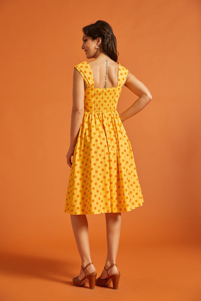 Dance Beneath the Sunrays Sweetheart Midi Dress, Alternate, color, Honey Dot